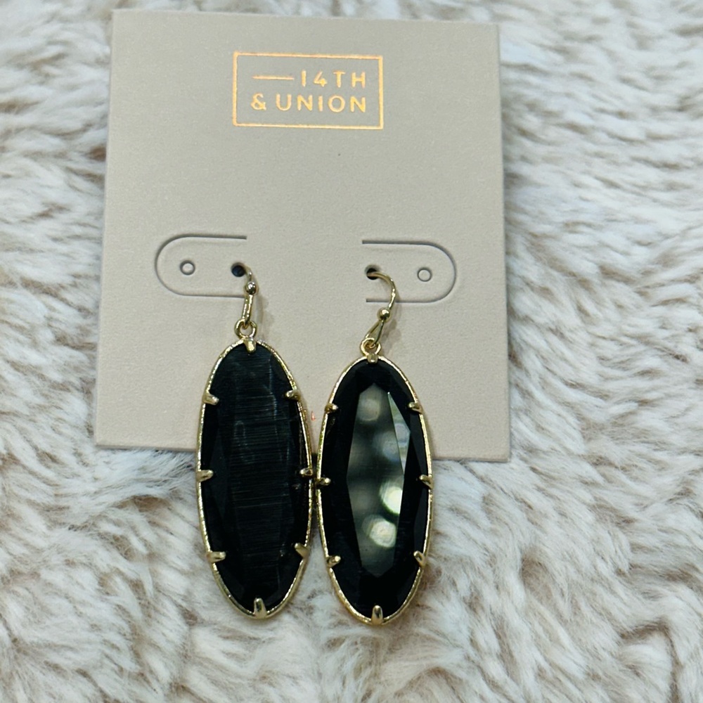Nordstrom 14th & Union Black and Gold Oval Earrings
